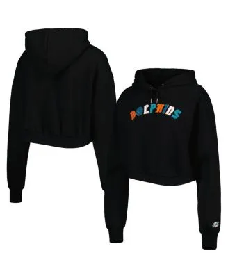 Wear by Erin Andrews Black Miami Dolphins Cropped Sponge Fleece Pullover Hoodie