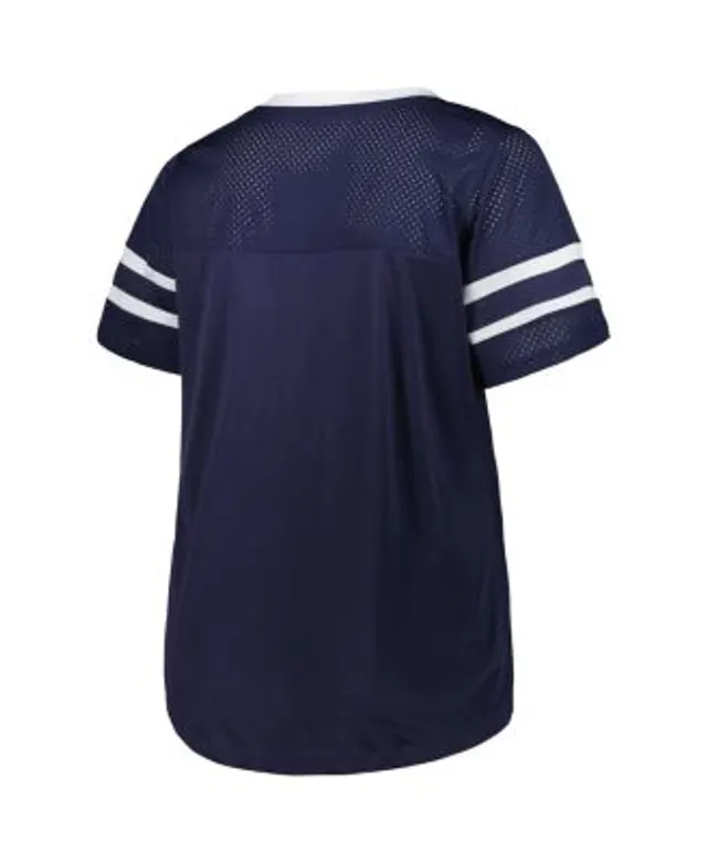 Fanatics Women's Branded Heathered Gray, Navy Dallas Cowboys Plus Size  Sleeve Stripe Lace-Up V-Neck T-shirt - Macy's