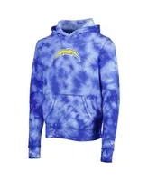 Men's New Era Gold/Powder Blue Los Angeles Chargers Colorblock Throwback Pullover Hoodie Size: Small