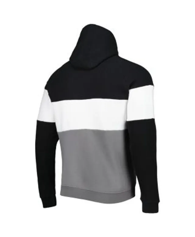 Men's New Era Black/Silver Las Vegas Raiders Big & Tall Current Team Colorblock Fleece Raglan Pullover Hoodie