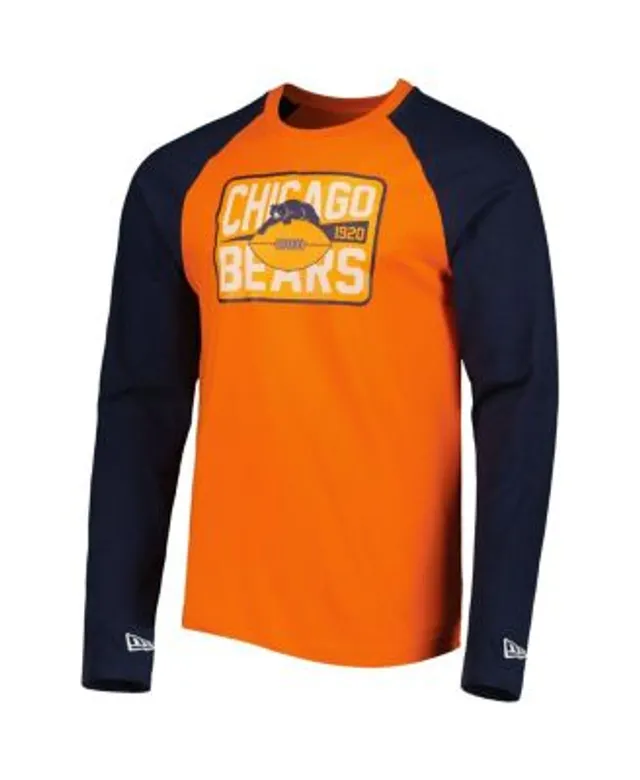 New Era Men's Orange Chicago Bears Throwback Raglan Long Sleeve T-shirt