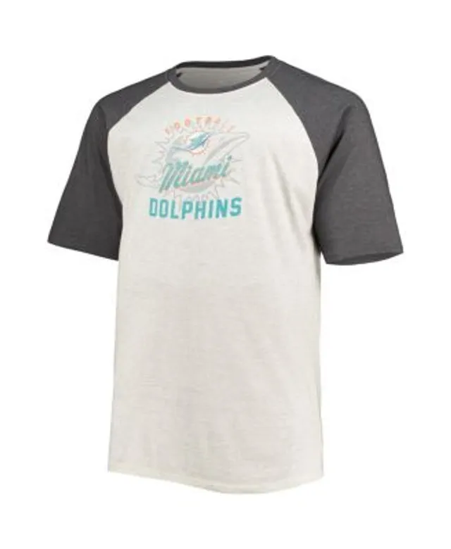 Men's Nike Heathered Charcoal/Orange Miami Dolphins Raglan Athletic Long Sleeve Tri-Blend T-Shirt Size: Small