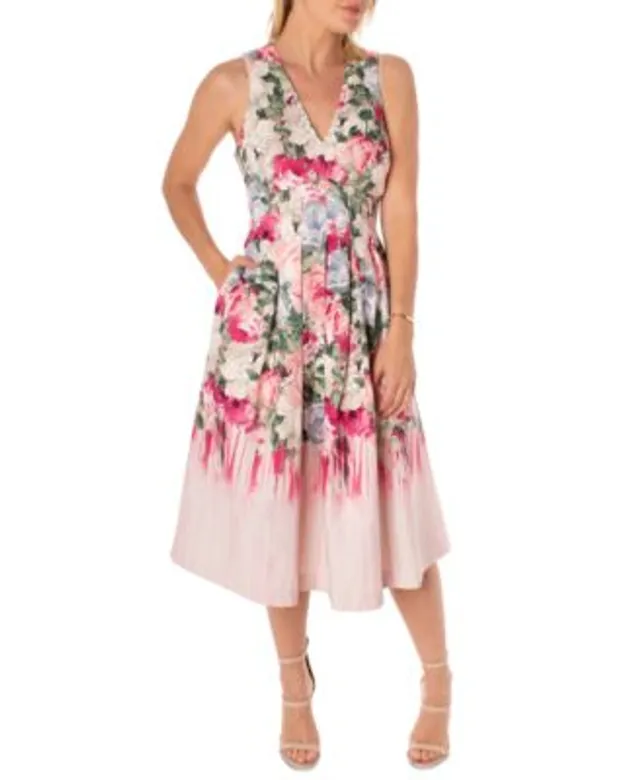 MSK Women's Floral-Print Smocked Fit & Flare Dress - Macy's