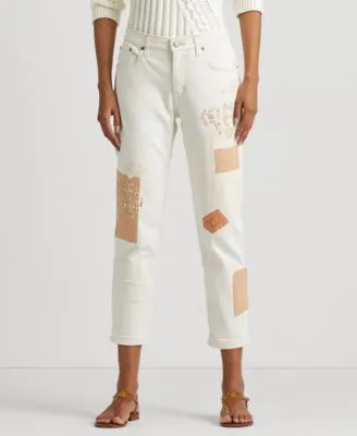 Petite Tapered Patchwork Jeans