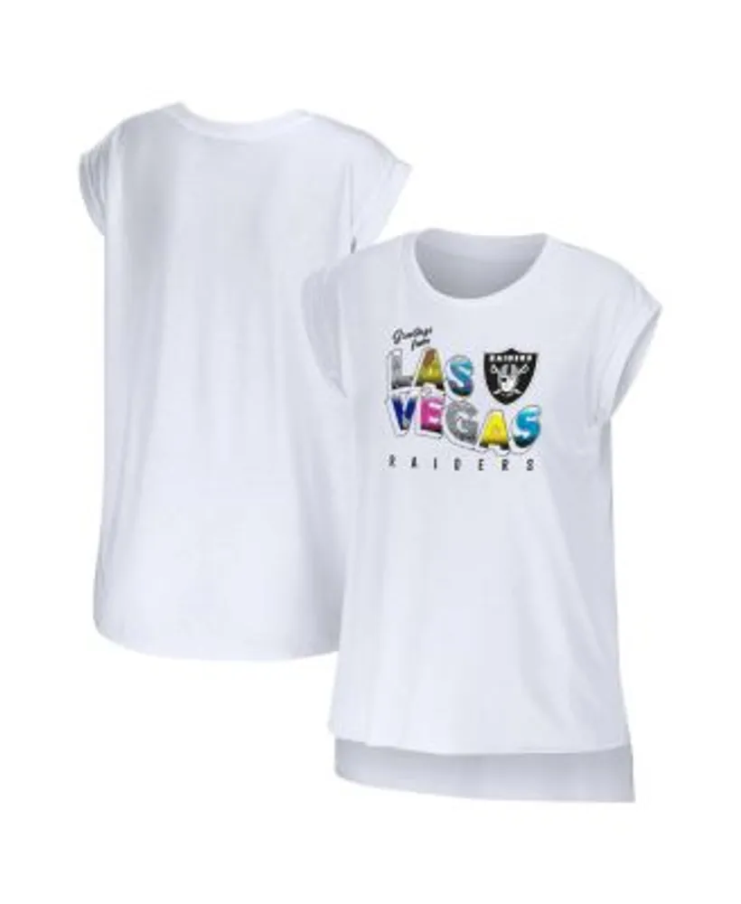 WEAR by Erin Andrews Women's WEAR by Erin Andrews White Las Vegas Raiders  Celebration Cropped Long Sleeve T-Shirt