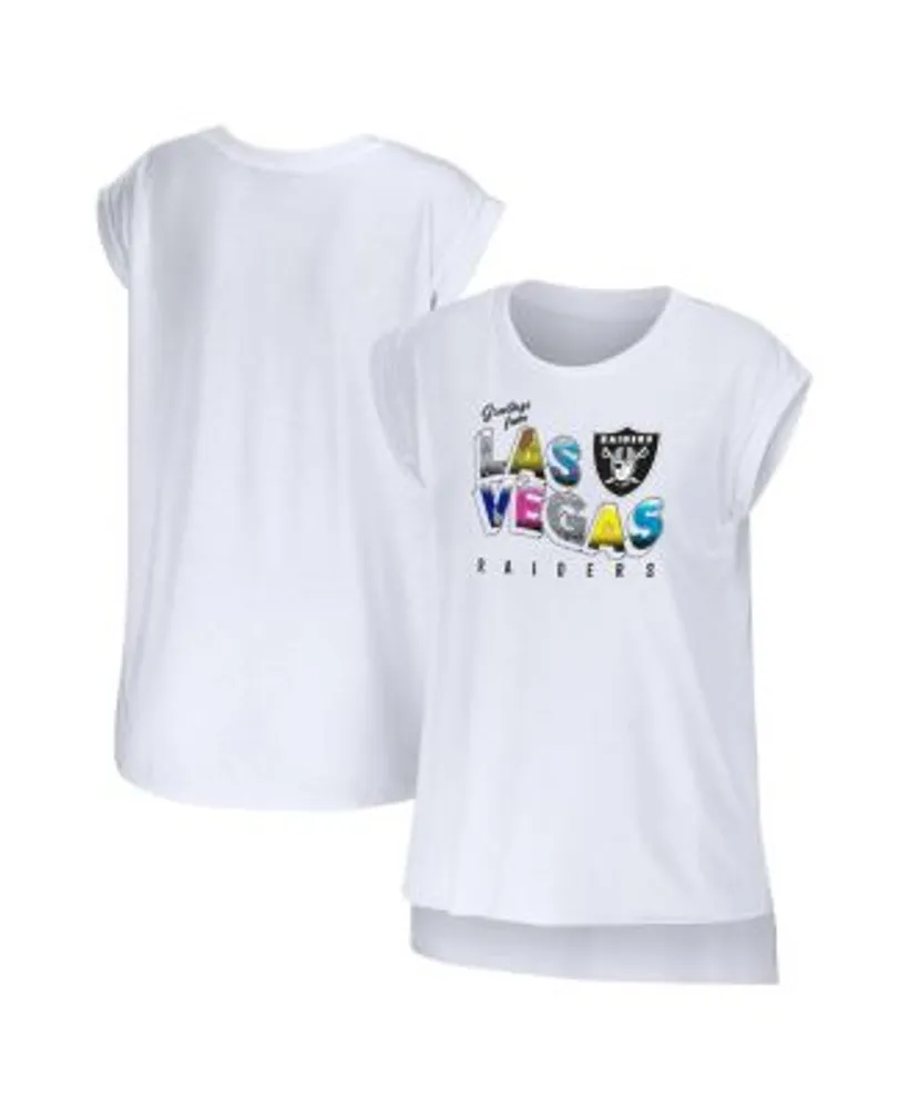 Women's WEAR by Erin Andrews White Las Vegas Raiders Celebration Cropped Long  Sleeve T-Shirt