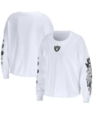 Fanatics Women's Branded Black, White Las Vegas Raiders Ombre Long Sleeve T- shirt