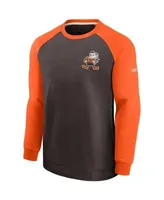 Men's Nike Orange/Royal Denver Broncos Historic Raglan Crew Performance Sweater Size: Small