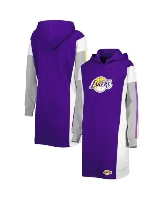 NEW Los Angeles Lakers Hoodie Womens Large Gray purple White full Zip Adidas