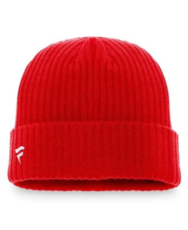 Cincinnati Reds Fanatics Branded Stripe Cuffed Knit Hat with Pom - Red