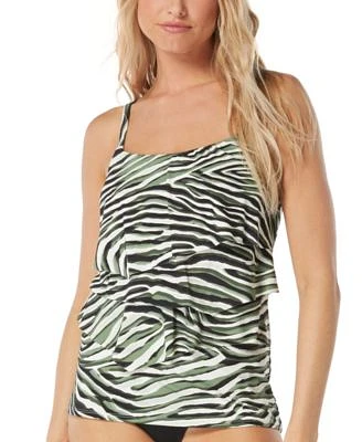 Women's Aura Printed Tiered Underwire Bra-Sized Tankini Top