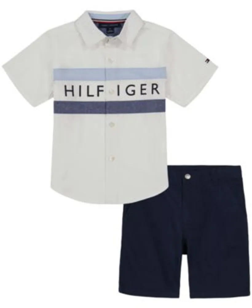Tommy Hilfiger Toddler Logo Stripe Poplin Short Sleeves Shirt and 2 Piece Set | Mall