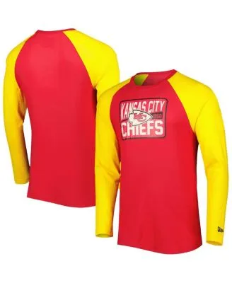 Nike Men's Kansas City Chiefs Athletic Long Sleeve Raglan T-Shirt - Charcoal Heather & Red - M (Medium)