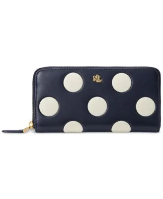 Lauren Ralph Lauren Debossed Monogram Leather Zip-Around Wallet