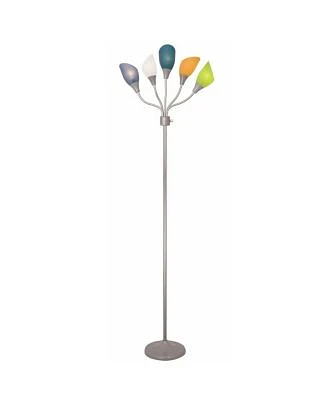 Modern Multi Head Floor Lamp 5 Light Adjustable Medusa Standing Lamp (Silver, Multi Color Shades)