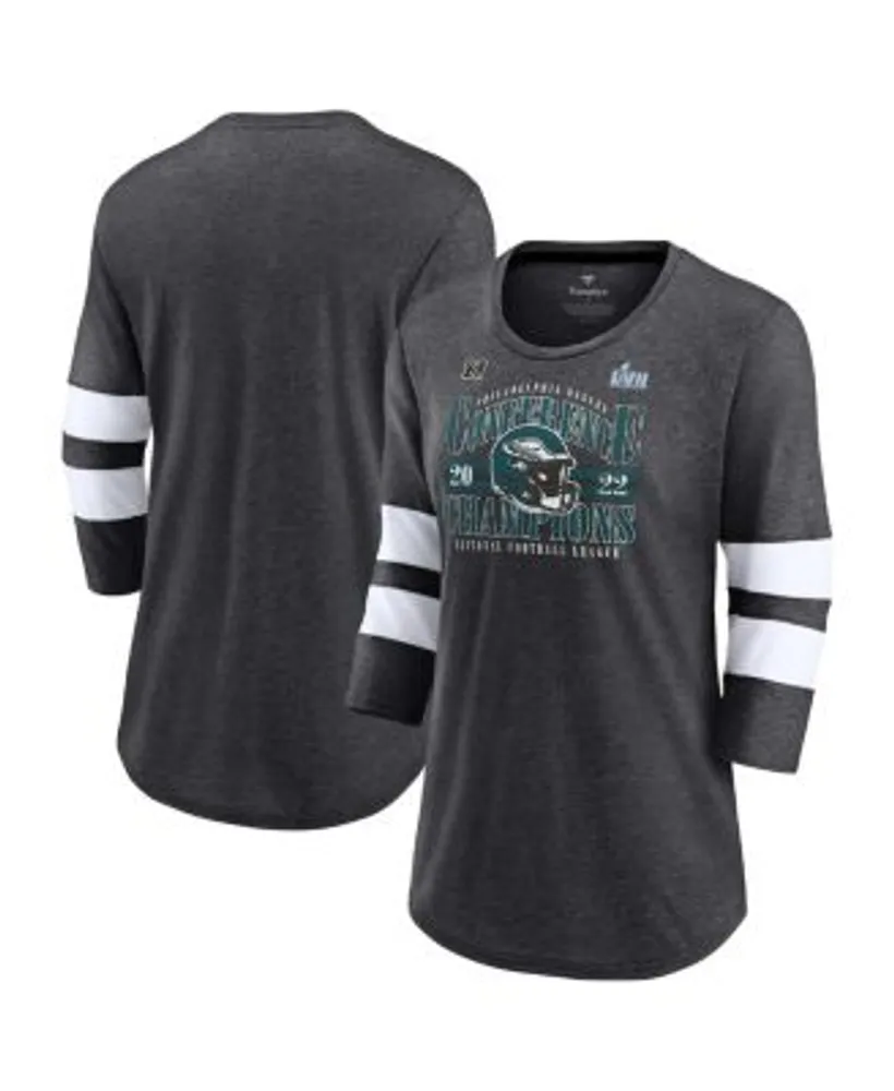 Fanatics Women's Branded Heathered Charcoal, White Philadelphia Flyers Full  Shield 3/4-Sleeve Tri-Blend Raglan Scoop Neck T-shirt