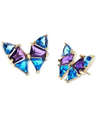 14k Gold-Plated Mixed Crystal Butterfly Stud Earrings