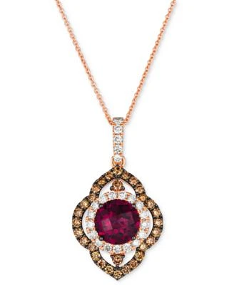 Pomegranate Garnet (2-1/10 ct. t.w.) & Diamond (1 ct. t.w.) Pendant Necklace in 14k Rose Gold, 18" + 2" extender