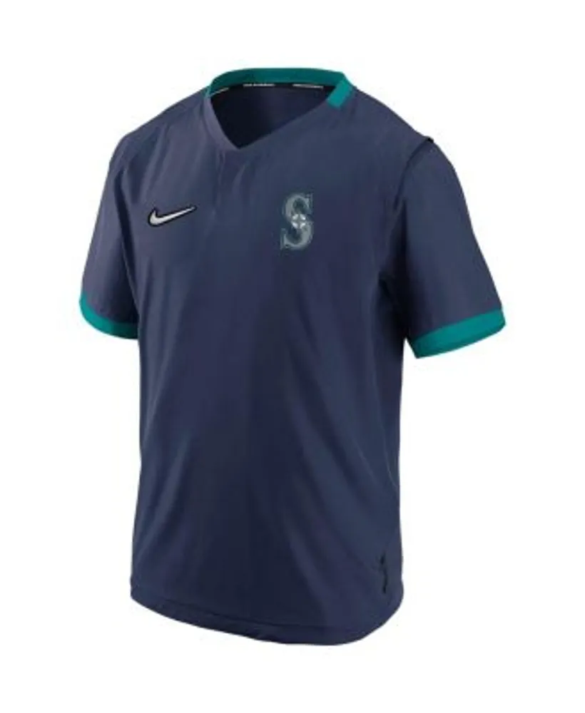 Men's Nike Navy/Aqua Seattle Mariners Authentic Collection Short Sleeve Hot Pullover Jacket