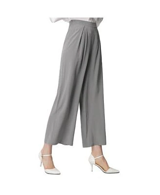 Smooth Silk Wide Leg Cropped Pants for Women