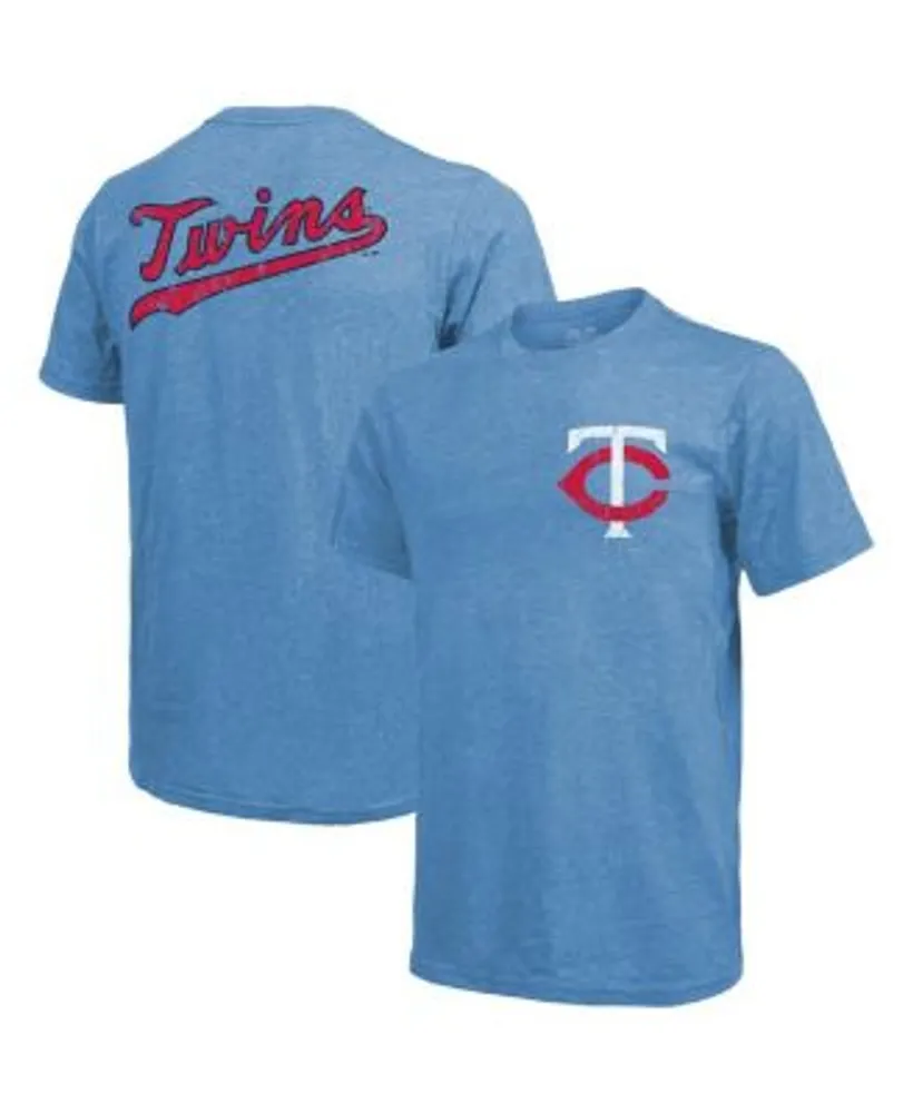 Majestic Men's Threads Light Blue Minnesota Twins Throwback Logo Tri-Blend  T-shirt