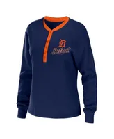 Women's WEAR by Erin Andrews Navy Atlanta Braves Waffle Henley