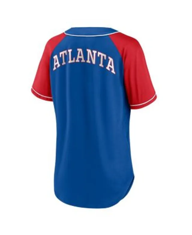 Atlanta Braves Fanatics Branded Women's Bunt Raglan V-Neck T-Shirt - Royal