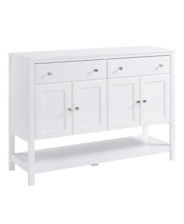 HOMCOM Modern Sideboard with Rubberwood Top, Buffet Cabinet - White