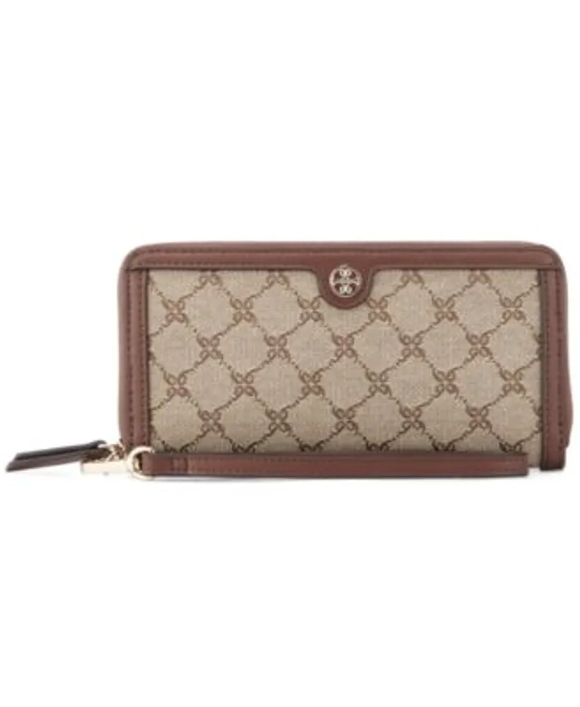 Nine West Linnette Zip Around Wristlet Wallet - Brown/Black Logo