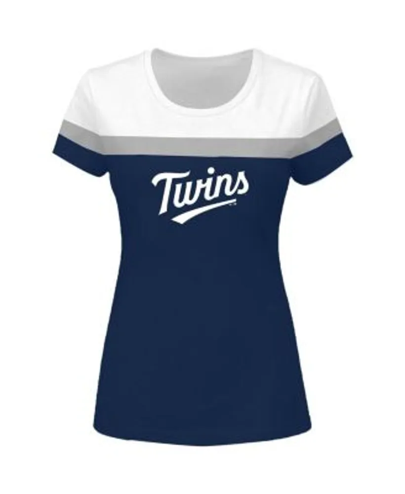 Women's White and Navy Detroit Tigers Plus Size Colorblock T-shirt