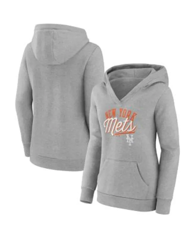 Women's Fanatics Branded Heather Charcoal Chicago Cubs Simplicity Crossover  V-Neck Pullover Hoodie