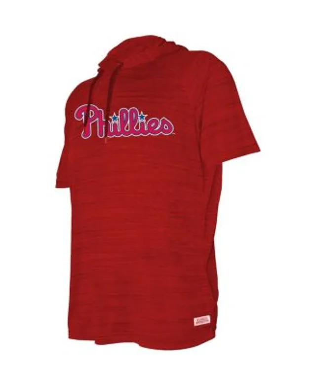 Men's Stitches Heathered Royal Philadelphia Phillies Raglan Short Sleeve  Pullover Hoodie