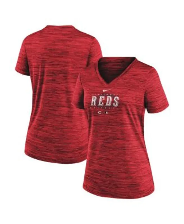 Women's Washington Nationals Red Oversized Spirit Jersey V-Neck T-Shirt