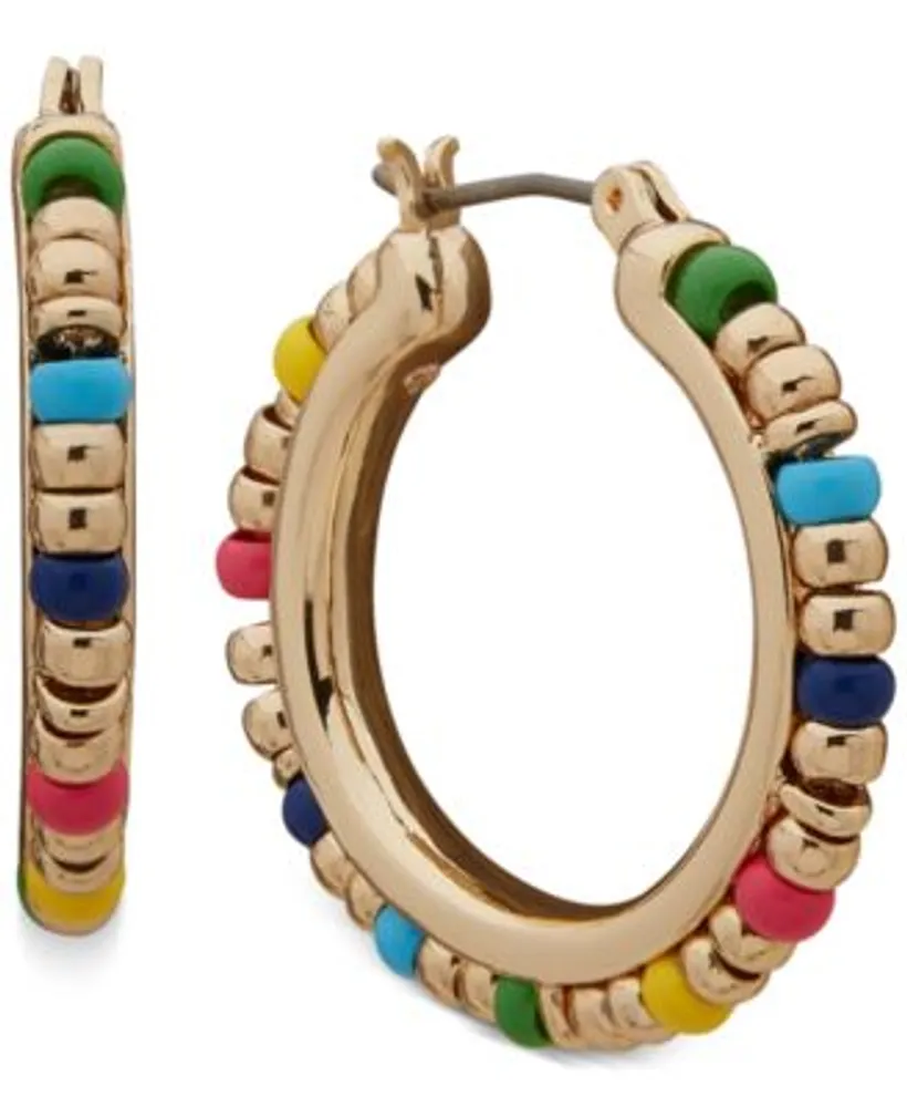1pair European & American Style Colorful Boho Indian Beaded Rainbow Large  Circle C-shaped Hoop Earrings, Fashionable Simple Versatile Wedding Beach  Vacation Dating Women Earrings | SHEIN