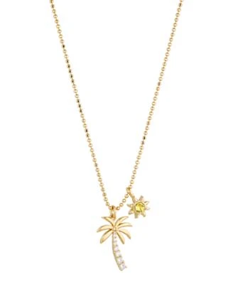 Gold Cubic Zirconia Palm Tree Necklace