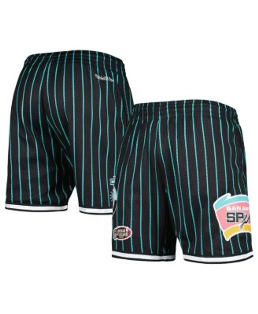 Men's Mitchell & Ness Black/Turquoise San Antonio Spurs Jumbotron 3.0 Shorts