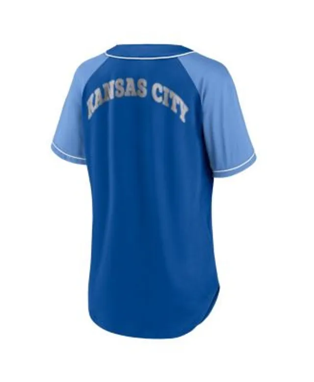 Women's White Kansas City Royals Raglan V-Neck Jersey T-Shirt