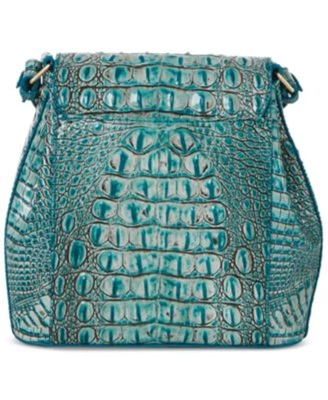 Brahmin Turquoise Blue Croc Embossed Crossbody Melbourne Bag 