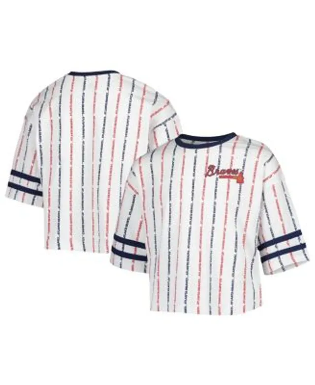 New Era Women's Atlanta Braves Pinstripe V-Neck T-Shirt - Macy's