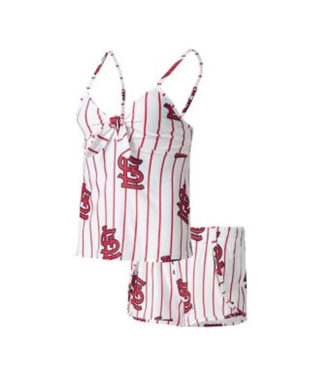 Women's Concepts Sport White St. Louis Cardinals Reel Pinstripe Knit Sleeveless Nightshirt