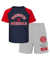 Outerstuff Toddler Navy/Red Atlanta Braves Batters Box T-Shirt & Pants Set