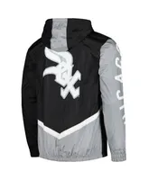 Men's Mitchell & Ness Black Chicago White Sox Highlight Reel Windbreaker Half-Zip Hoodie Jacket Size: Large