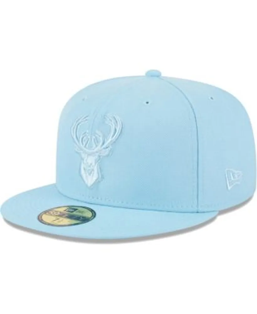 New Era White Milwaukee Bucks Vice Blue Side Patch 59FIFTY Fitted Hat