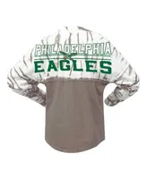 Fanatics Women's Branded Silver Philadelphia Eagles Vintage-Like Spirit  Jersey Long Sleeve T-shirt