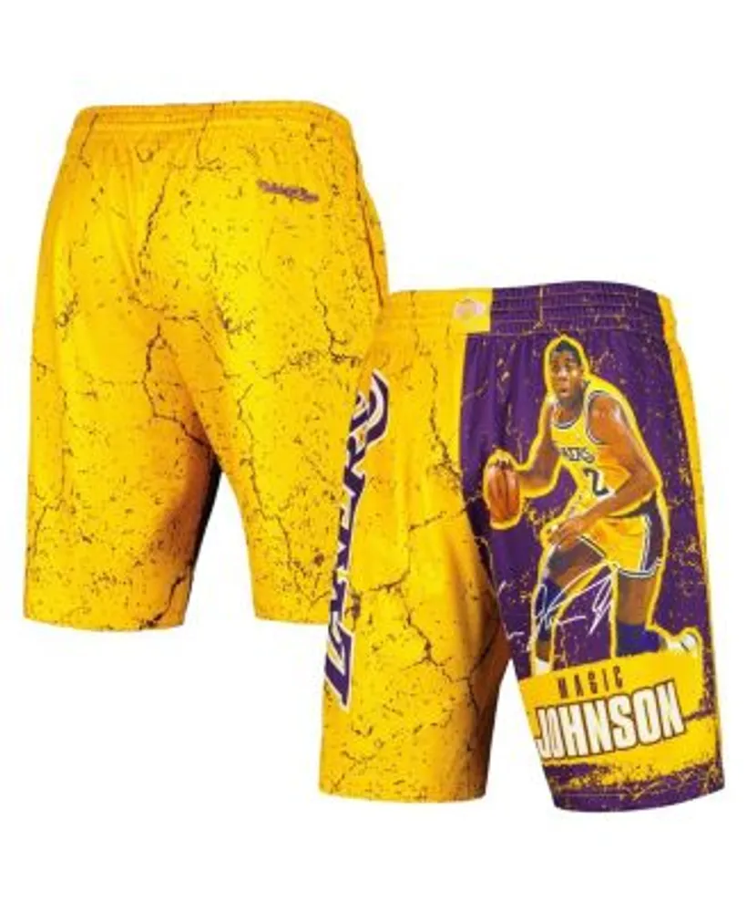 Men's Los Angeles Lakers Mitchell & Ness White Hardwood Classic Reload  Swingman Shorts