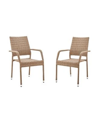 Genoa 2-Piece Steel and Rattan Patio Dining Armchair