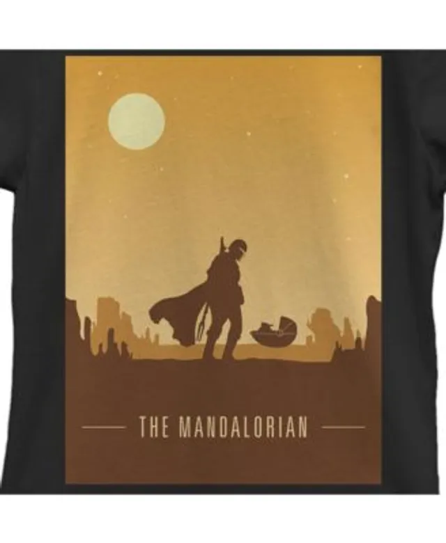 Disney Lucasfilm Girl's Star Wars: The Mandalorian Child and Bounty Hunter  Silhouette Desert T-Shirt