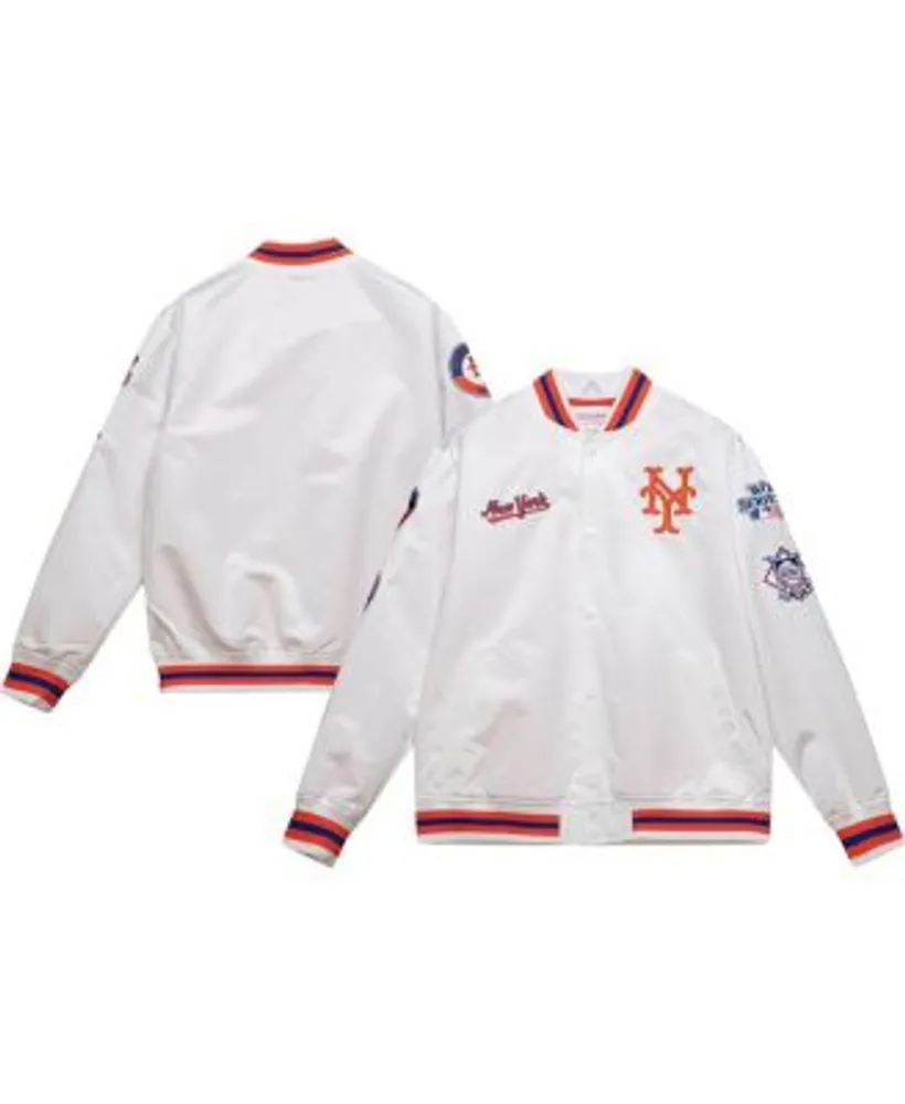 Mitchell & Ness Men's White New York Mets City Collection Satin Full-Snap  Varsity Jacket