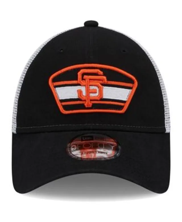 Men's New Era White/Black San Francisco Giants Team Stripe Trucker 9FORTY Snapback Hat