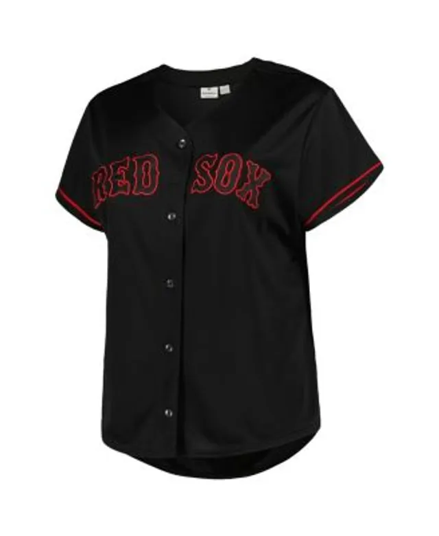 Profile Women's Black Boston Red Sox Plus Size Pop Fashion Button-Up Jersey Size:3XL